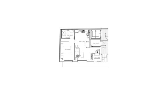 Планировка квартиры 1 спальня в ЖК INTERCOSTA SUN AND CENTER № 3 (2D)